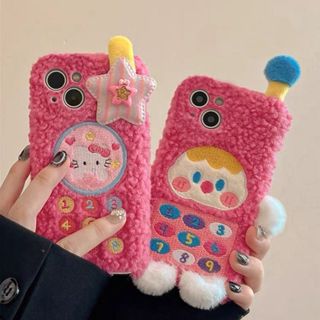 刺繡毛絨女孩 毛絨手機殼 蘋果16ProMax手機殼iPhone15/14/13/12/11套XS/8Plus