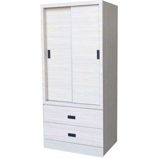【萊夫家居】TS-36E-2T：雪杉色2.7尺二抽衣櫃【臺中傢俱】推門衣櫥 拉門衣櫃 單人衣櫃 套房 防蛀木心板 臺灣