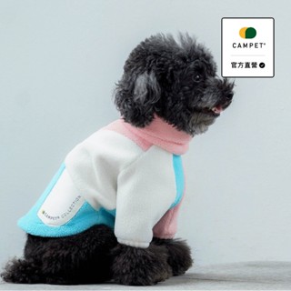 【CAMPET】90's 復古拼接毛怪T - 蜜糖粉藍
