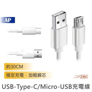 USB toType-C / Micro-USB充電線【臺灣現貨】30cm充電線 快充線 數據線 USB傳輸線