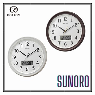 日本直送 RHYTHM 麗聲 電波自動對時 日期顯示 電波掛鐘 靜音秒針 32.5公分 溫度顯示 濕度顯示