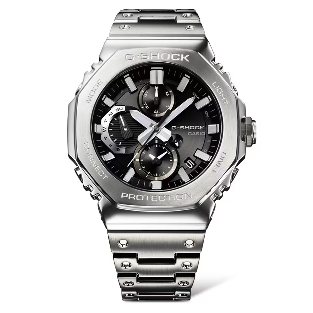 CASIO 卡西歐(GMC-B2100D-1A) G-SHOCK 太陽能藍芽 全金屬八角形三眼計時錶-黑