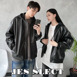 【JES】韓國 高磅 假兩件 連帽 皮外套 皮革 皮衣 潮流 百搭 高質感 高階感 潮流 情侶 連帽外套 皮外套 外套