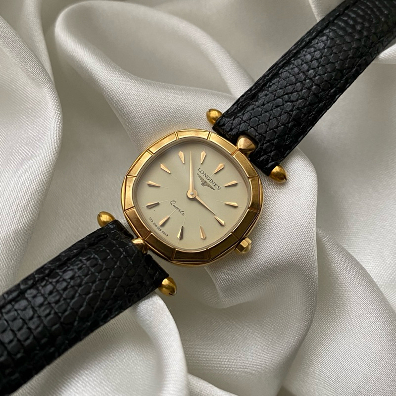 LONGINES VINTAGE 古董 古董表 古董錶 quartz 石英錶 特殊錶殼 金色 方形 浪琴 美品 稀少