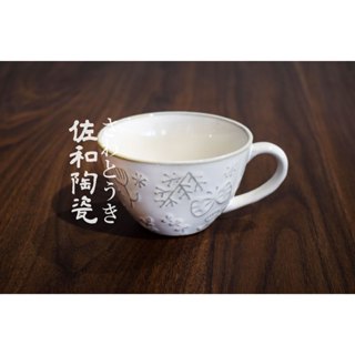 +佐和陶瓷餐具批發+【白花飛蝶舞拿鐵杯-日本製 XL13102-21D】馬克杯 咖啡杯 茶 杯 下午茶 茶杯 喝茶 花