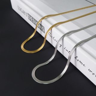 【MIESTILO】Basics｜寬版扁形蛇骨項鍊 基本百搭 歐美風格