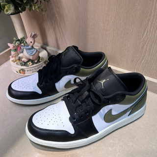 男款【NIKE】Air Jordan 1 Low橄欖綠低筒透氣皮革休閒鞋/運動休閒鞋（US11）