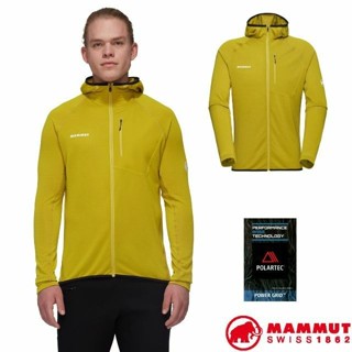 【MAMMUT 長毛象】男 保暖抗風防潑 連帽針織外套 Polartec Aenergy 登山外套/光暈黃 05540