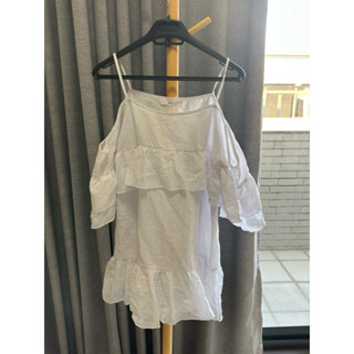 二手/全新 衣服清倉 斷捨離 Lovfee 細肩帶 露肩 荷葉蛋糕洋裝 長版上衣