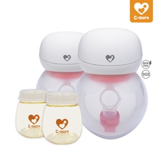 新貝樂C-more HandFree修護免持雙邊電動吸乳器(2臺)+PPSU寬口儲奶瓶180ml(2入組)《儲乳便利組》