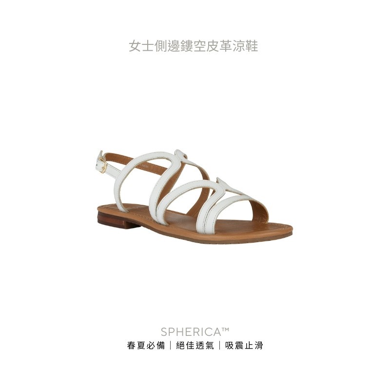 【GEOX】女鞋 RESPIRA™交叉寬帶/側邊鏤空皮革涼鞋