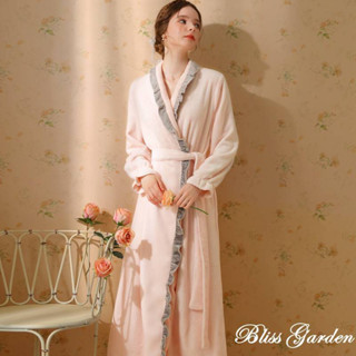 Bliss Garden(M-XL)法式宮廷長睡袍加厚絨面宮廷風公主風長袖長款女性睡袍睡衣保暖晨袍外套浴袍SR002