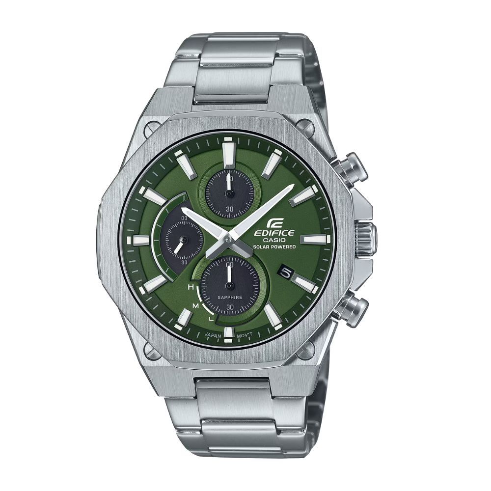 【CASIO 卡西歐】EDIFICE 太陽能電力 輕薄 橄欖綠 八角錶圈 EFS-S570D-3A_44mm