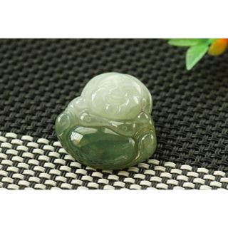 S789玉墜子❀翡翠玉A貨冰潤老油青種半白半綠特色佛公彌勒佛玉墜吊墜掛件玉珮【緬甸玉翠軒】玉首飾品 男女款式
