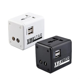 【TRISTAR三星牌】3.1A雙USB萬國充電器轉換插頭(TS-USB170)｜雲間白 霧夜黑 支援國際電壓