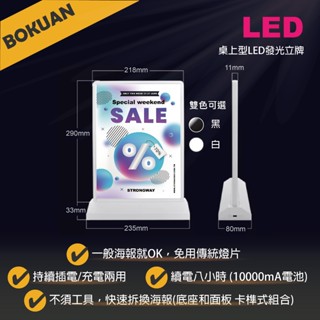 桌上型LED發光立牌 桌上立牌 廣告桌牌 桌上menu架 告示牌 海報架 菜單架 LED-A4