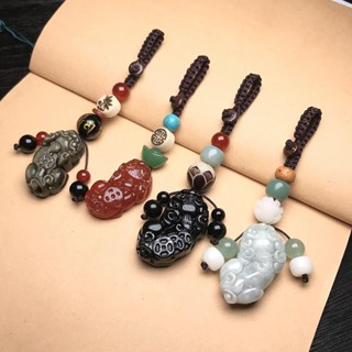 🔥開運堂水晶🔥翡翠貔貅汽車鑰匙圈掛件 復古紅瑪瑙黑曜石貔貅 金曜石貔貅