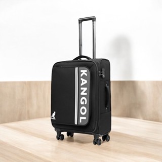 KANGOL 英國袋鼠 經典LOGO布面行李箱 超輕量24吋旅行箱 商務箱 布箱 防盜拉鍊