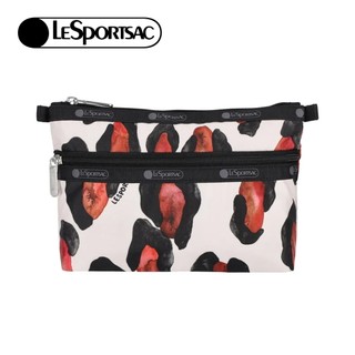 |快速出貨|Lesportsac Cosmetic Clutch 雙層拉鍊收納化妝包/ 水彩豹紋 開學季禮物