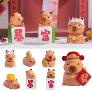 🌻多樂🌻微景觀擺件新年招財水豚 暴富卡皮巴拉公仔 植物盆栽蛋糕汽車裝飾 居家辦公室桌上過年招財擺飾
