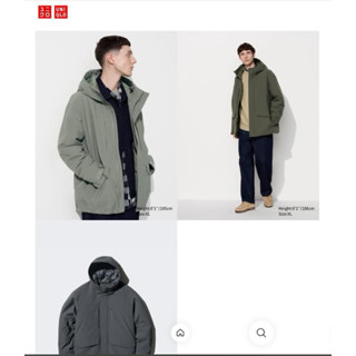 Uniqlo Hybrid羽絨連帽外套 S 淡綠色