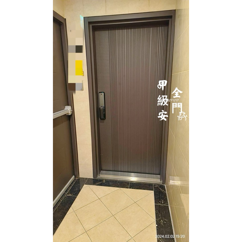 中鋼特級鋼板!◇甲級金屬門◇【精鑄日式格紋】單玄關門組《氣密防盜》非硫化銅門