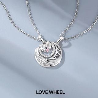 LOVE WHEEL 情侶項鍊【與你相伴】S925純銀 羽毛對鍊 璀璨愛心吊墜 生日禮物 男友禮物 情人節禮物