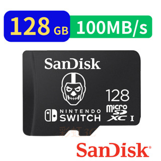 SanDisk and Nintendo Switch專用 128G microSDXC 記憶卡-黑色骷髏