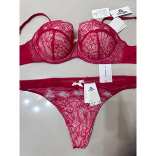 華歌爾 內衣 D75 75D 蕾絲 性感 紅色內衣 睫毛