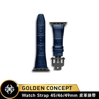 Golden Concept Apple Watch 45/46/49mm 黑色皮革錶帶 金色錶扣WSA-CE-BK-G