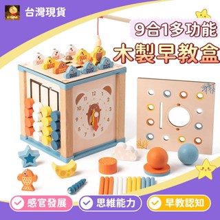 木製蒙式玩具 多功能教具玩具 兒童益智玩具 釣魚 配對認知 手指訓練 木製玩具 幼兒園教具 多面體玩具
