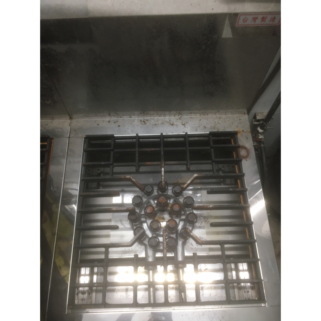 二手少用極新【16芯噴火爐-有邊-一口高湯爐-厚板全配件】不鏽鋼單口爐/高湯台/一口平底鍋/適用大湯鍋