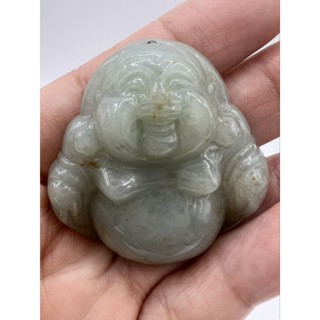 〔附證書〕天然翡翠-冰撒金彌勒佛項鍊。