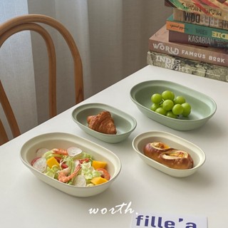 渥思【現貨】奶油風陶瓷橢圓碗 橢圓盤 甜點碗 早餐碗 沙拉碗 優格碗 飯碗 陶瓷餐具
