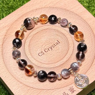 CS Crystal 編號968 新春開運系列 - 黑骨幹+高品透體黃水晶+金運石+墨水茶晶設計款