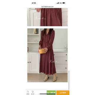 轉賣koko Korea 點點復古長洋裝 紅 全新