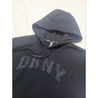 《DKNY SPORT》美國帶回全新正品！！黑色胸前電繡logo內磨毛連帽休閒洋裝/連身裙