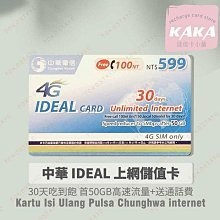 中華電信 599 儲值卡．上網絡卡．30天計日型吃到飽網路卡．Online Code 現貨．