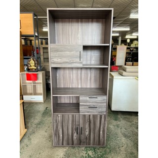 【全國二手傢具館】＊樣品屋＊設計款高階灰象緩衝書櫃/二手傢俱/收納櫃/書櫃/展示櫃/模型櫃/臥室傢俱/置物櫃