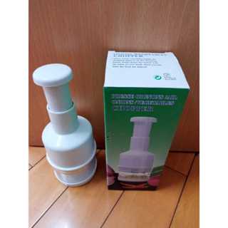薑蒜切碎器 手壓搗蒜器 壓蒜器 食物切碎器 不銹鋼手壓式切菜器(二手內部略泛黃) 廚房小物