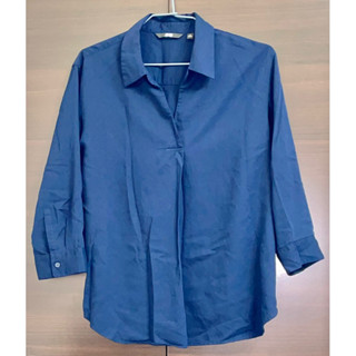［二手］Uniqlo 優衣庫 嫘縈開領上衣 七分袖 M 女裝