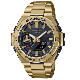 【CASIO 卡西歐】G-SHOCK 太陽能 智慧藍芽 不鏽鋼雙顯錶 金色 GST-B500GD-9A 48.9mm