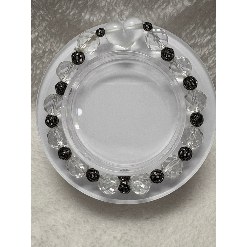 「新品」白水晶+屁桃愛心 設計款手串 手圍16圍