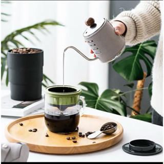 PO: 手沖咖啡玻璃杯禮盒組(手沖壺/咖啡杯350ml/磨豆機/多色可選/2.0/送禮物首選)