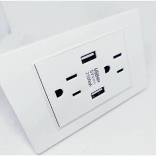 臺規,雙USB埠 三孔二位 壁插 2.1A 充電 USB 充電 壁插 插座充電器 臺灣現貨