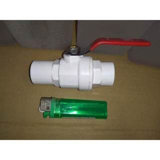 PVC 球塞凡而 不鏽鋼把手 1/2 4分+接頭直通