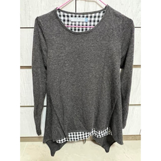 a la sha格子拼接兩件式毛衣洋裝 S