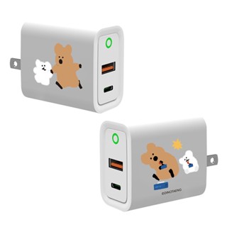 【TOYSELECT】DINOTAENG經典-小手拉大手USB3.0+PD20W雙孔充電器