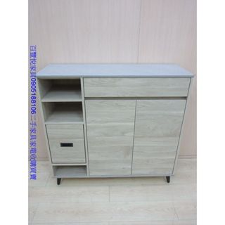 新竹二手傢俱◎百豐悅2手傢俱-庫存新品出清 淺灰橡色118公分兩門一抽穿鞋椅鞋櫃 玄關置物櫃 臺中2手傢俱 平鎮二手傢俱