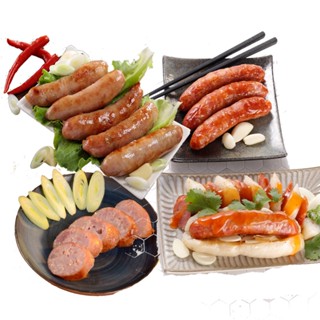 【華得水產】整顆蒜頭香腸+墨魚香腸+飛魚卵香腸+杏鮑菇香腸+櫻花蝦香腸+黑鮪魚香腸